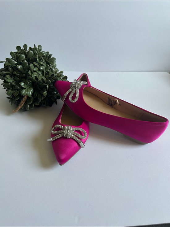 SM New York Shoes - SM New York Fuchsia Pointed-Toe Flats with Rhinestone Bow